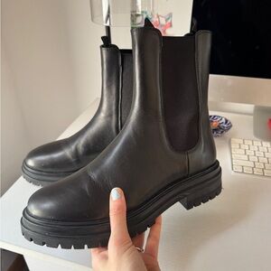 Tony Bianco Black Lug Ankle Boots